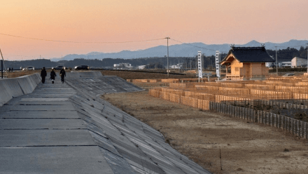 Sunset in the Japanese town of Namie
